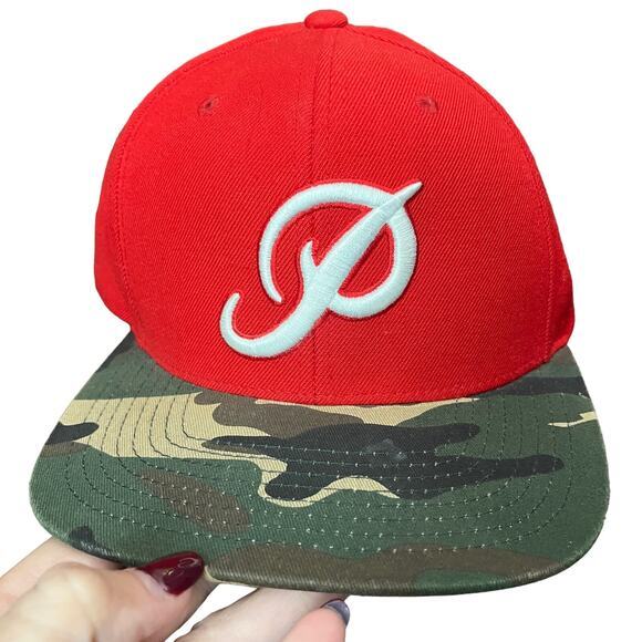 VTG Primitive Baseball Cap Hat Red Camouflage Snapback Adjustable Wool‎ Skater - Picture 1 of 4